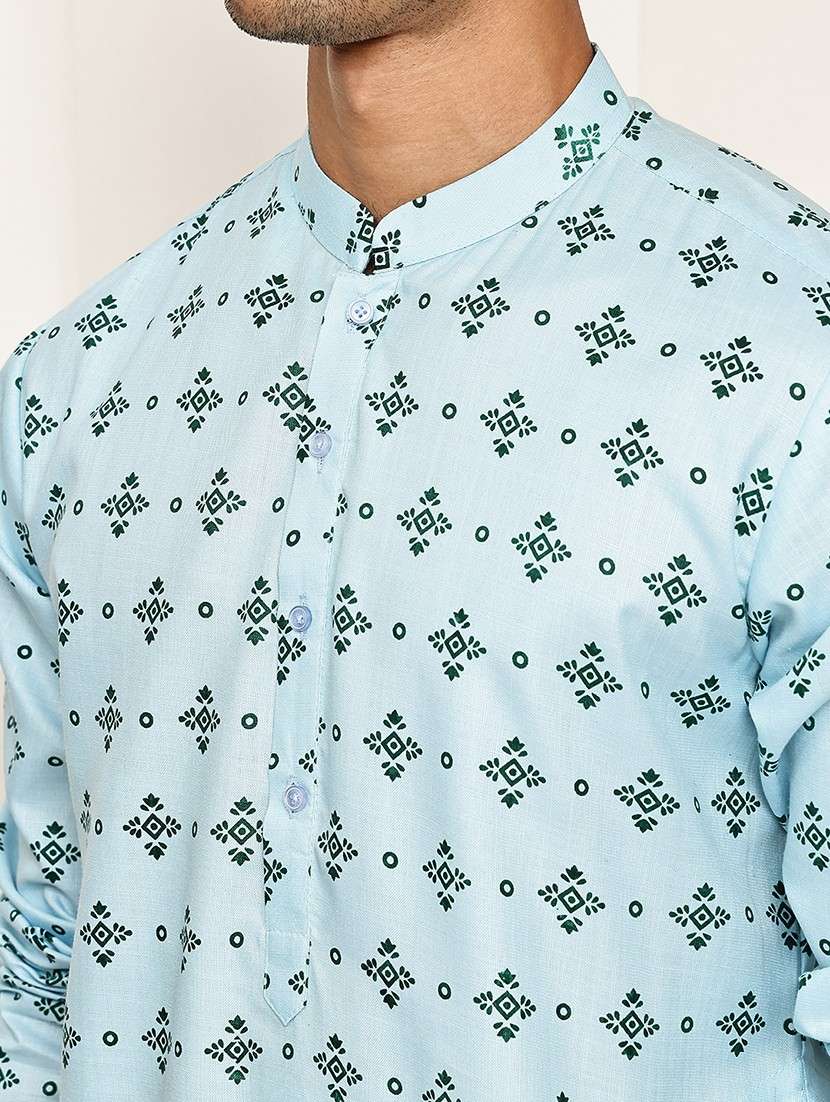 men printed mandarin neck long kurta - 21992631 -  Standard Image - 5
