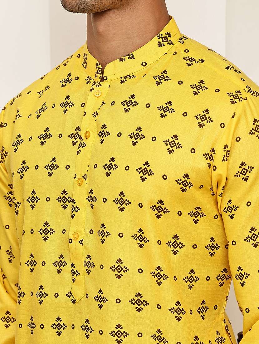 men printed mandarin neck long kurta - 21992632 - Standard Image - 5