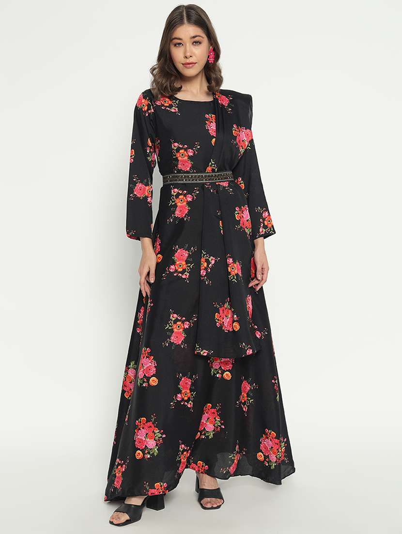 women floral print anarkali kurta and dupatta set