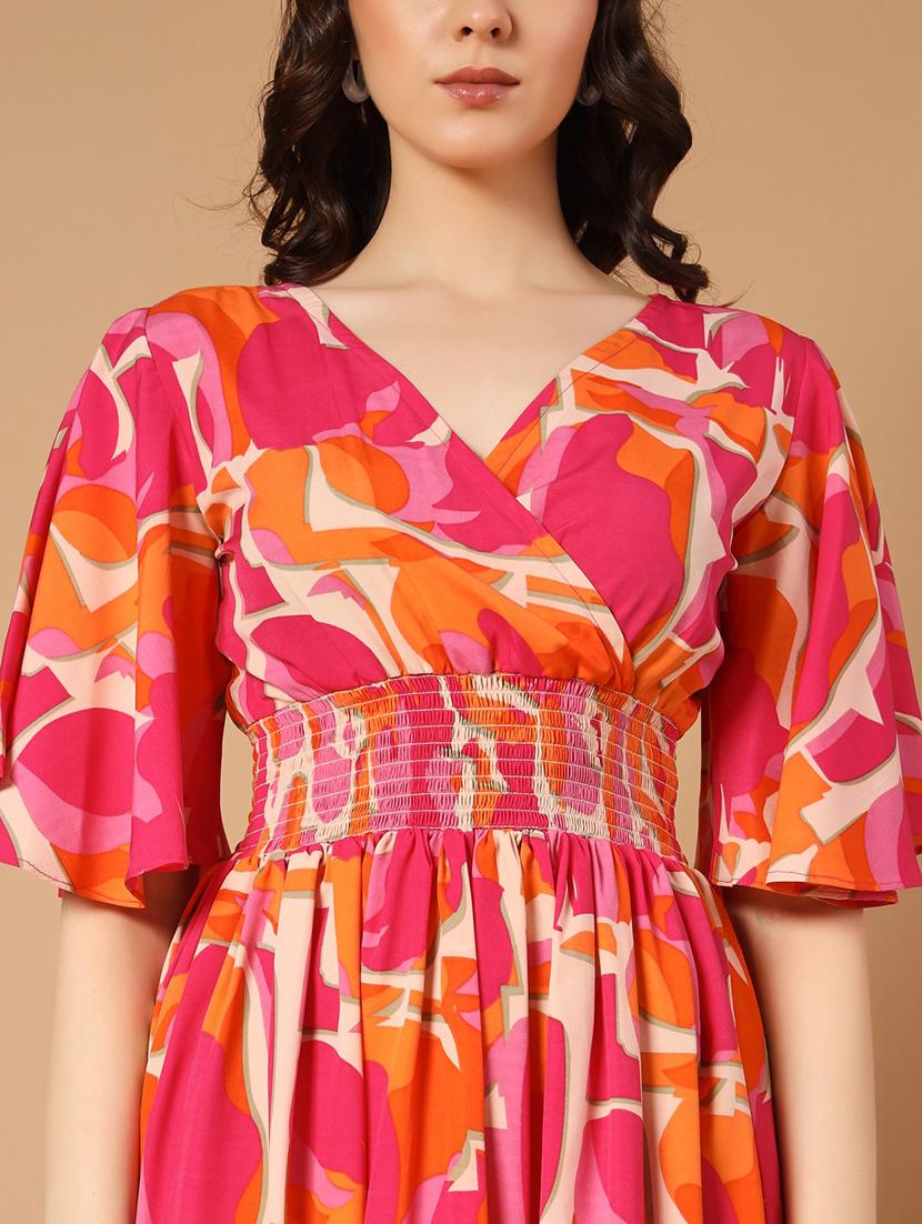women printed flared sleeve tiered dress - 21993021 - Standard Image - 3