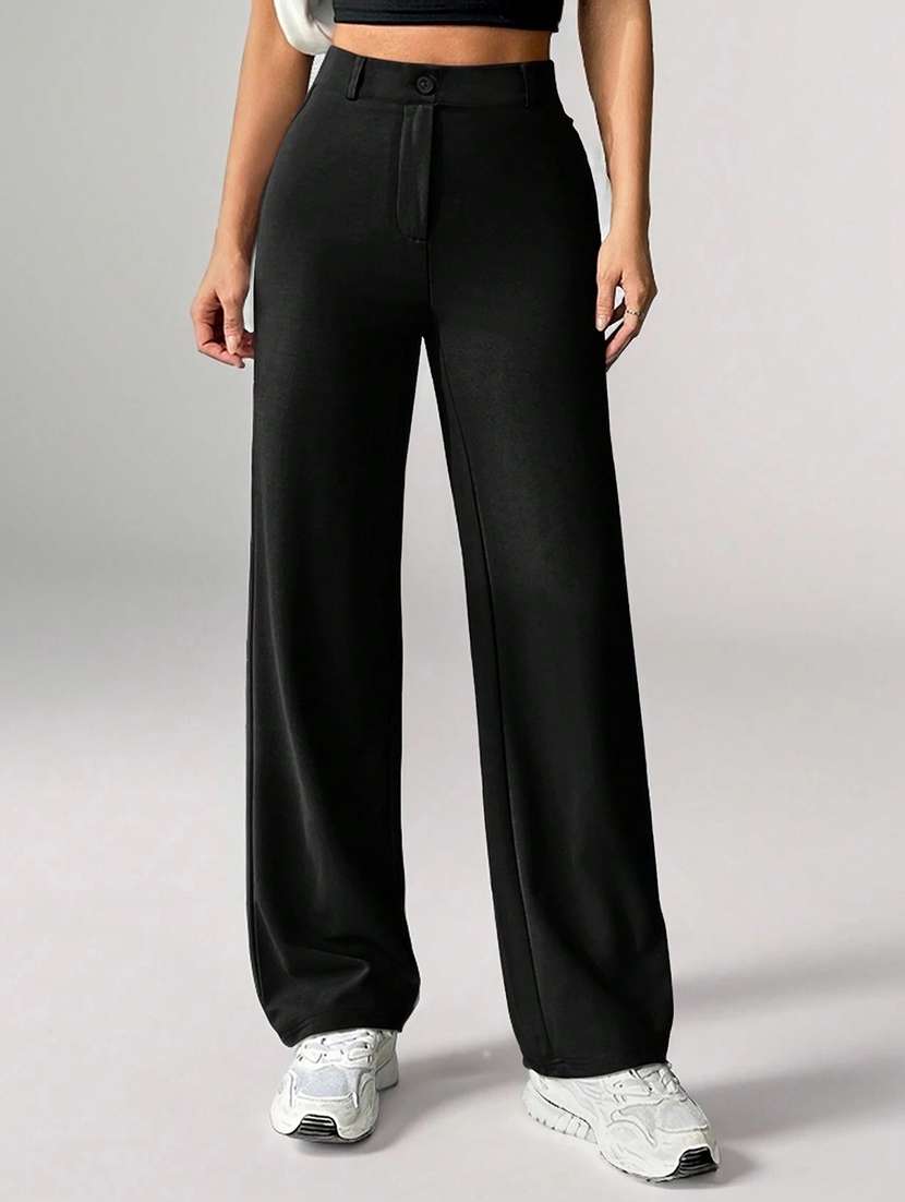 women solid high rise straight trouser - 21993097 - Zoom Image - 0