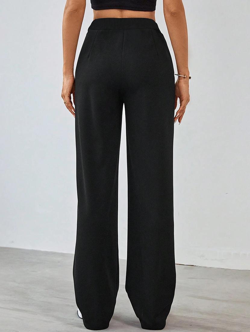 women solid high rise straight trouser - 21993097 - Standard Image - 3