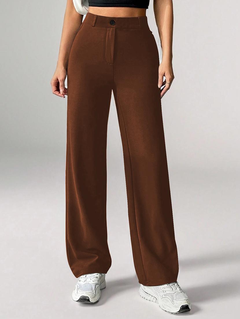 women solid high rise straight trouser - 21993102 - Zoom Image - 0