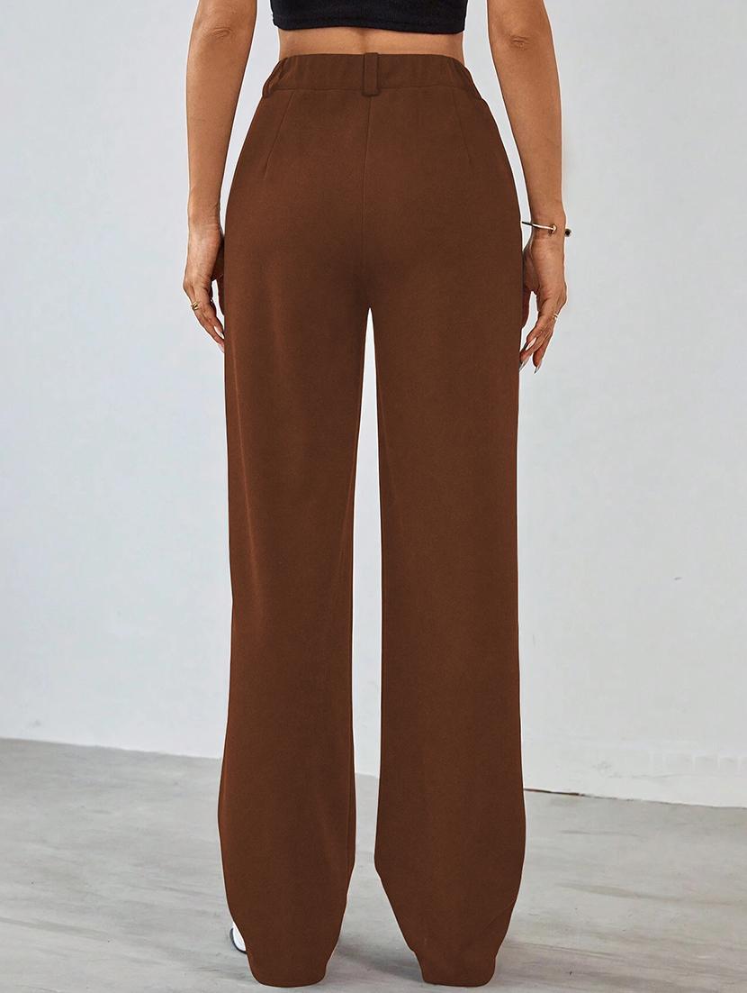 women solid high rise straight trouser - 21993102 - Standard Image - 3