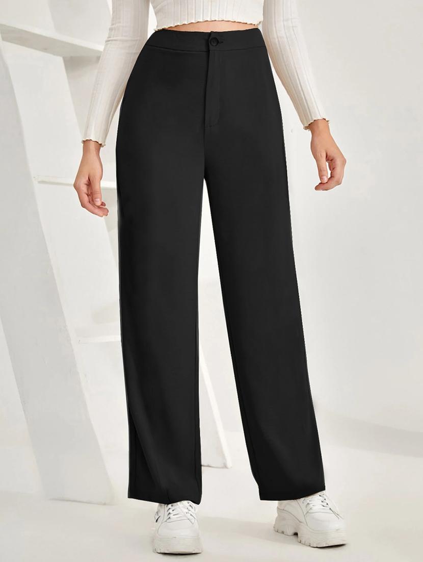 women solid high rise straight trouser - 21993105 -  Zoom Image - 0