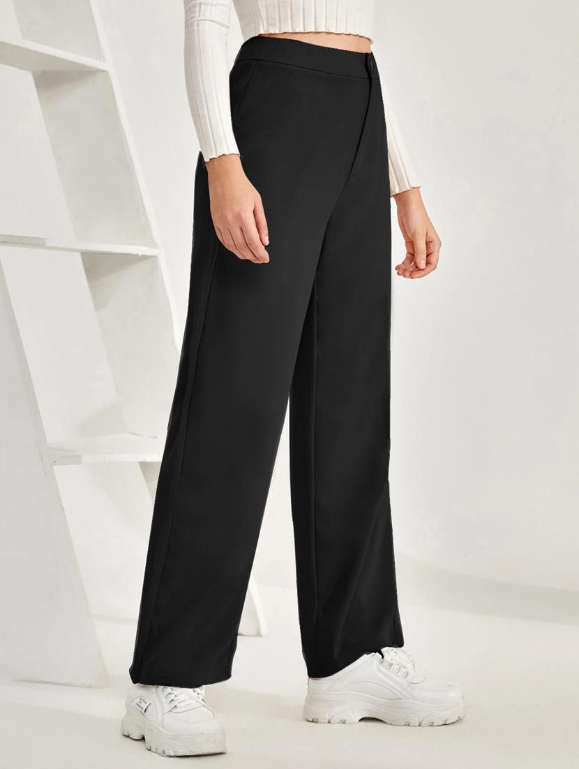 women solid high rise straight trouser - 21993105 - Standard Image - 3
