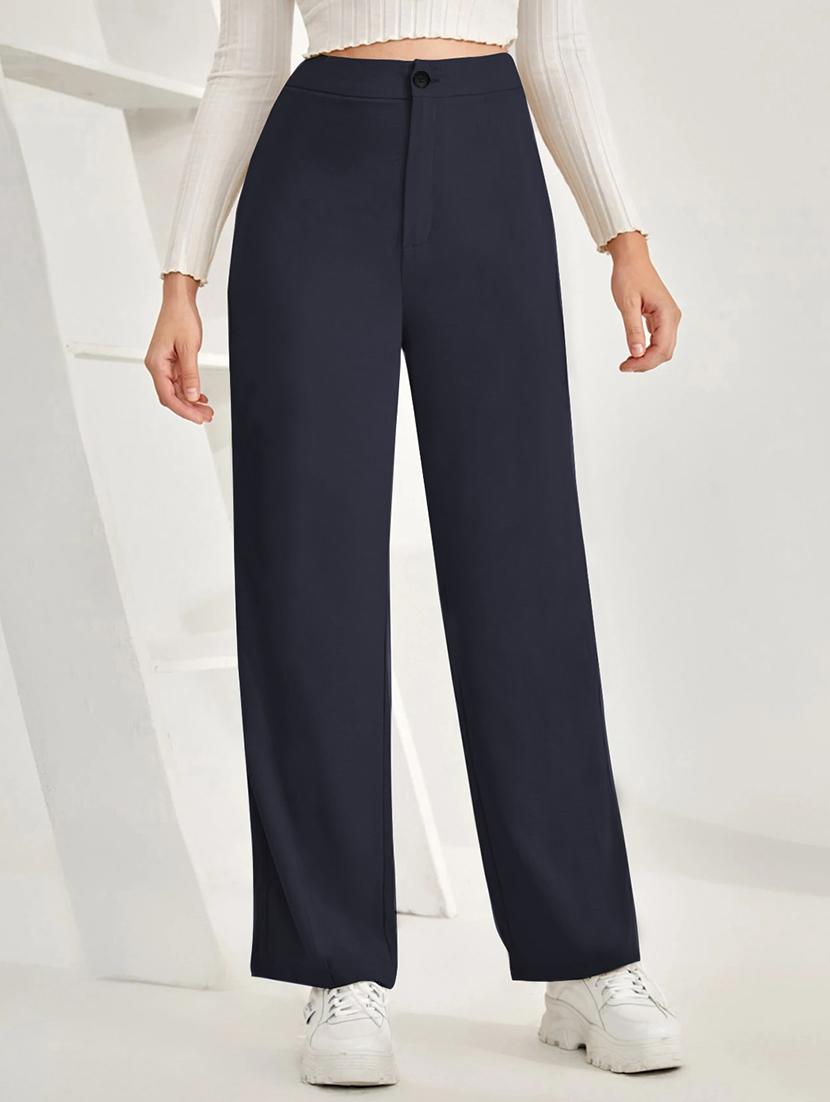 women solid high rise straight trouser - 21993112 - Zoom Image - 0