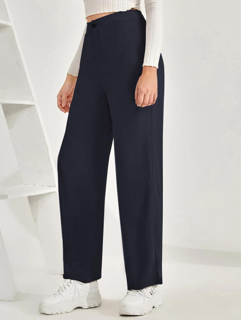 women solid high rise straight trouser - 21993112 - Standard Image - 3