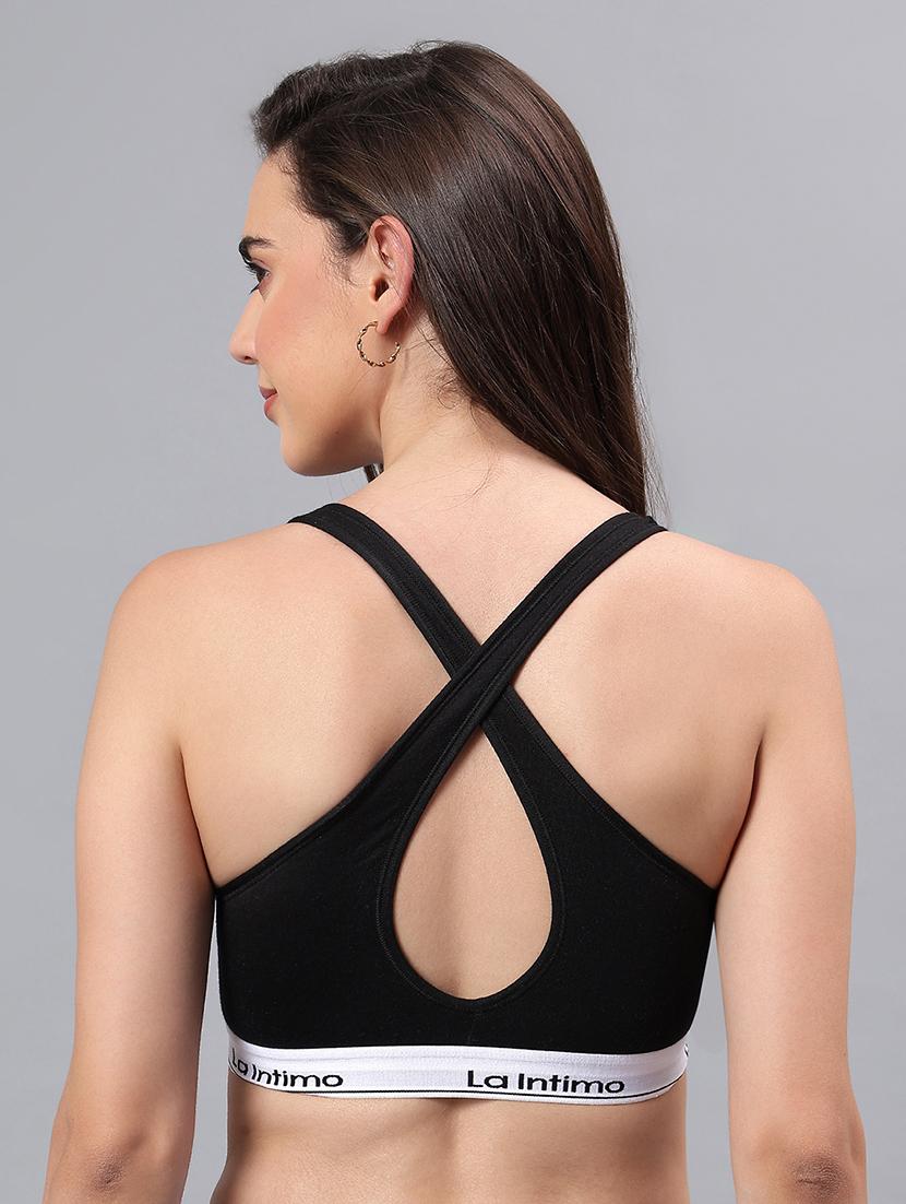 women solid lightly padded sports bra - 21993118 - Standard Image - 3