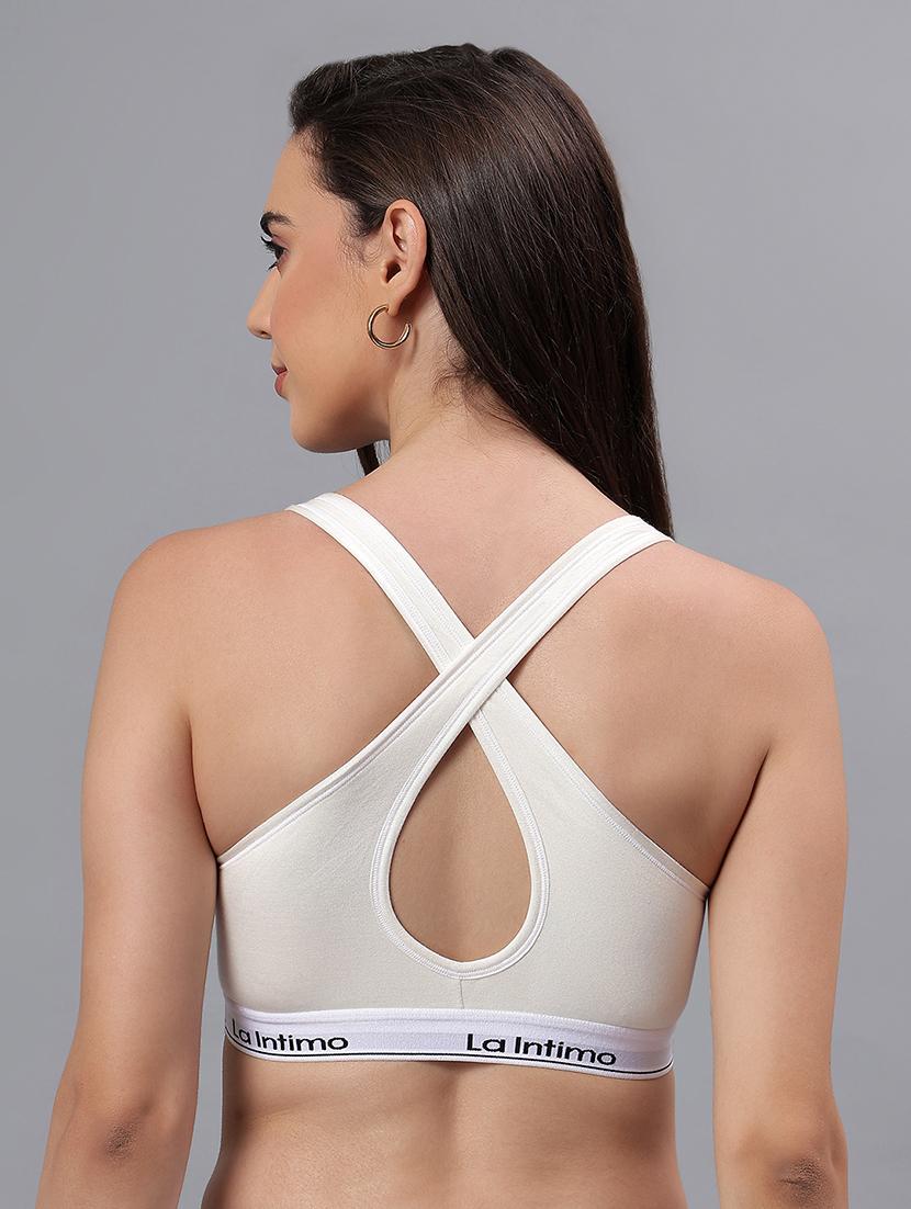 women solid lightly padded sports bra - 21993119 - Standard Image - 3