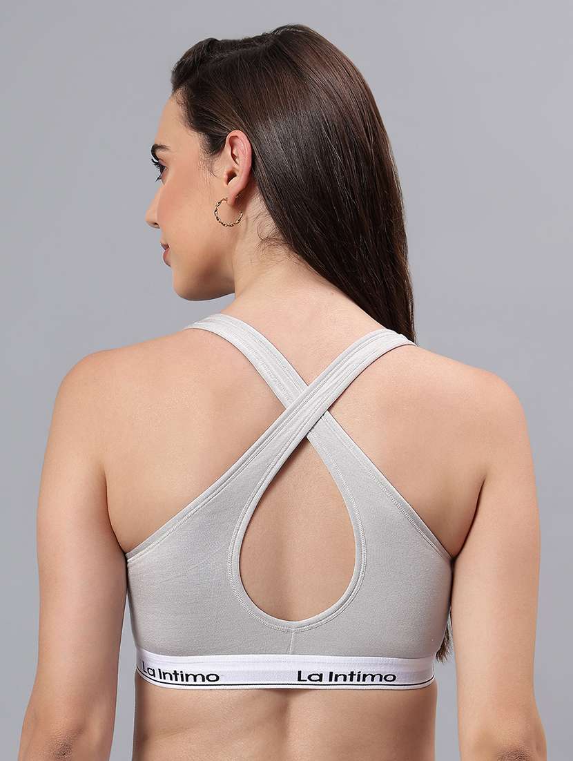 women solid lightly padded sports bra - 21993120 -  Standard Image - 3