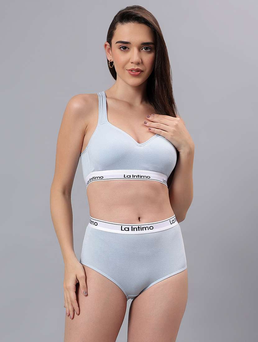 women light blue solid lighty padded sports bra - 21993121 -  Standard Image - 3