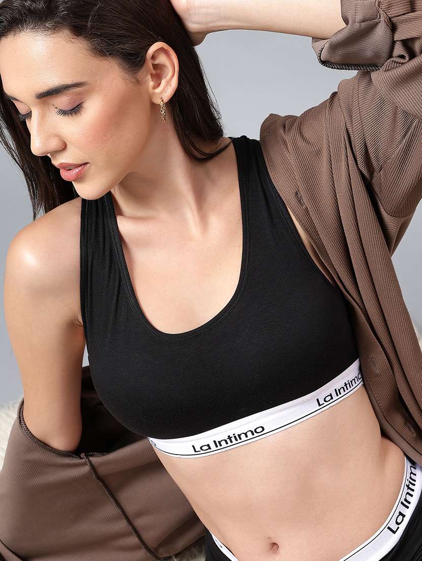 women solid lightly padded sports bra - 21993126 -  Zoom Image - 0