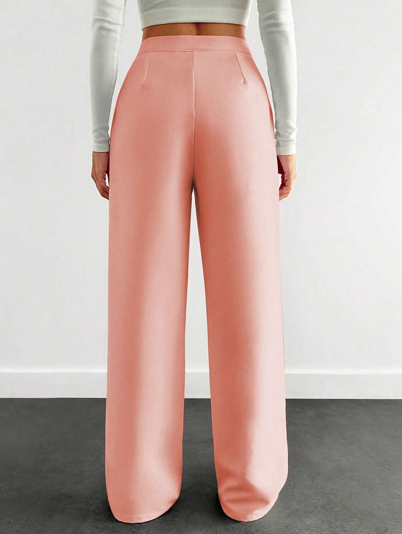 women solid high rise straight trouser - 21993161 -  Standard Image - 3