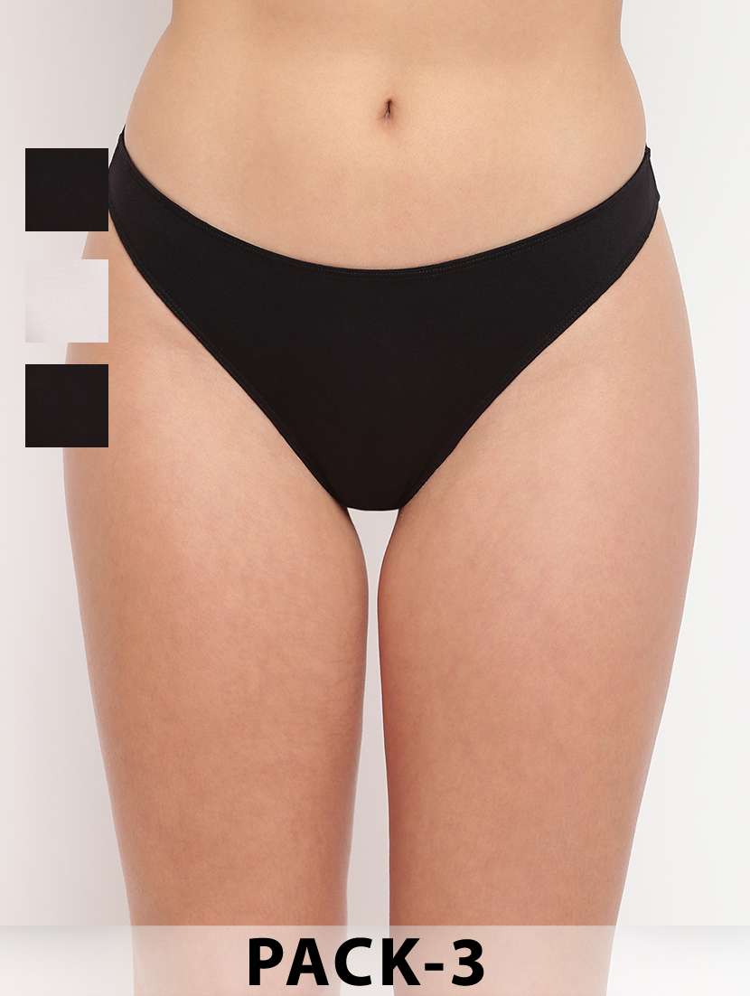 women pack of 3 solid low rise thongs panty