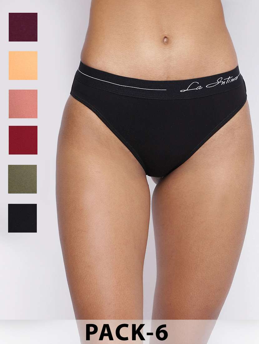 women pack of 5 solid low rise bikini panty