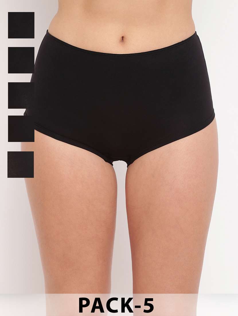 women pack of 5 solid mid rise boy shorts