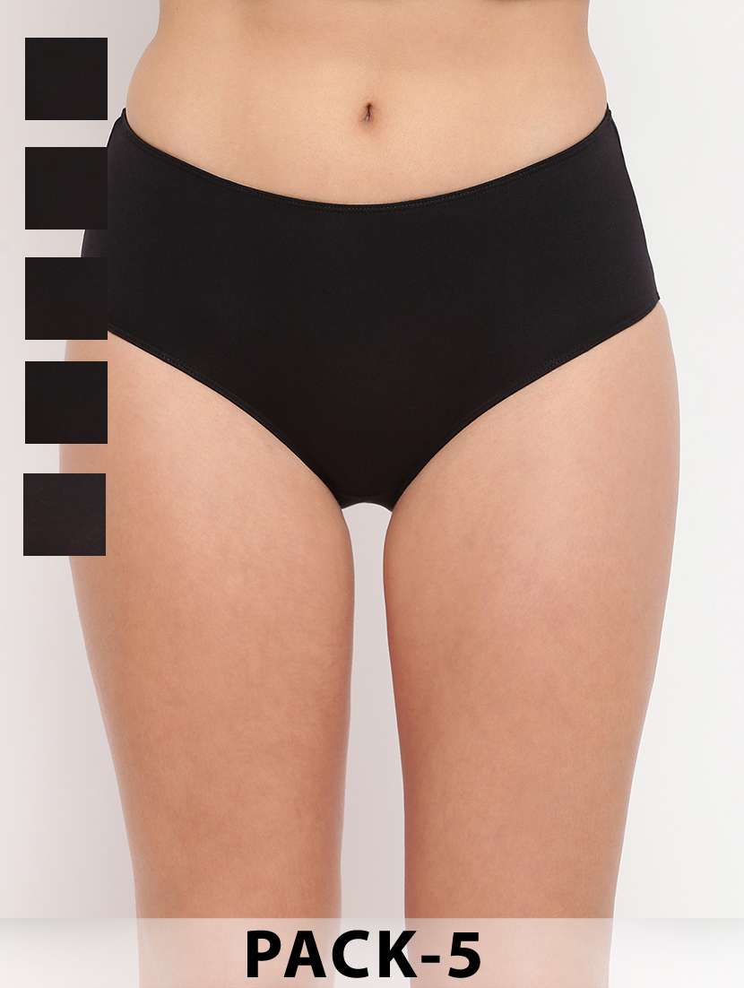 women pack of 5 solid mid rise hipster panty