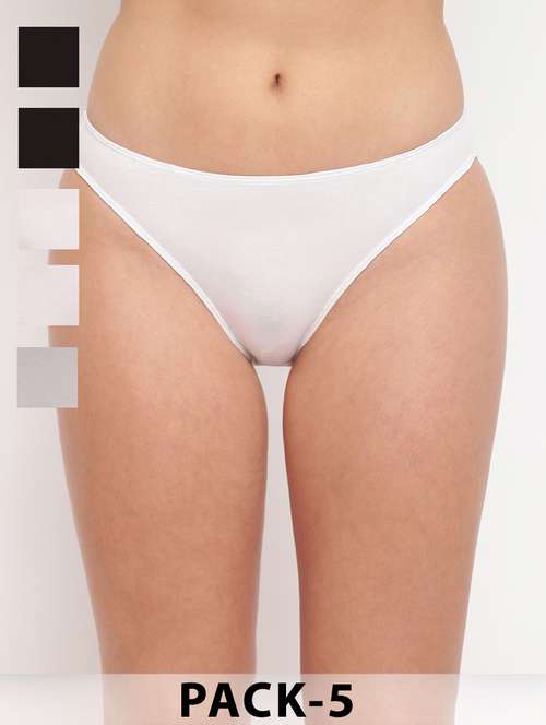 women pack of 5 solid mid rise bikini panty - 21993229 -  Standard Image - 0