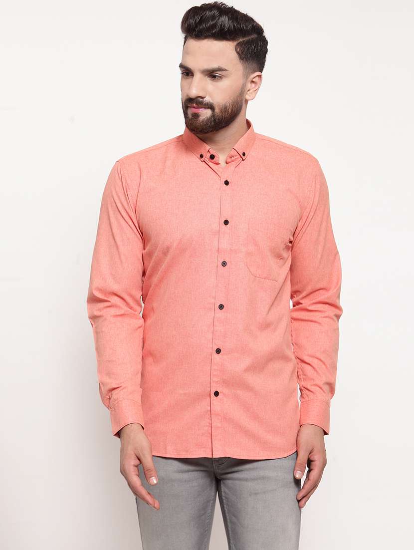 men solid long sleeve slim fit casual shirt - 21993314 -  Zoom Image - 0