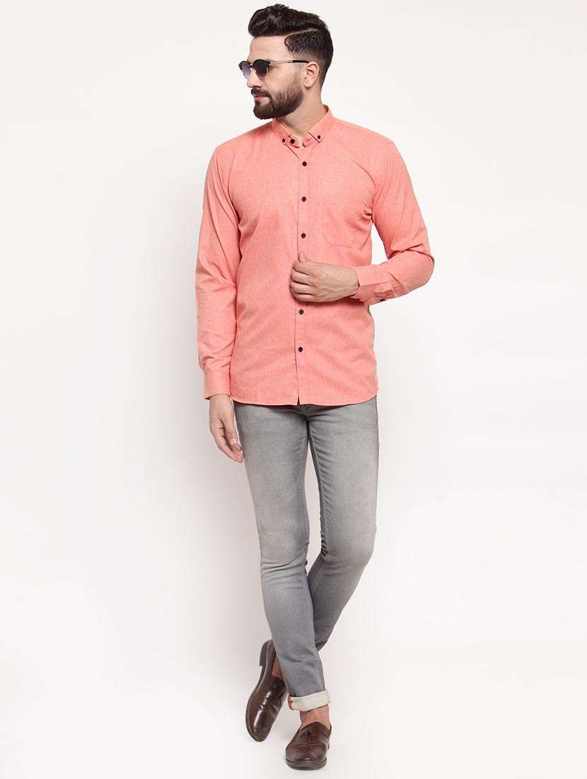 men solid long sleeve slim fit casual shirt - 21993314 - Standard Image - 3