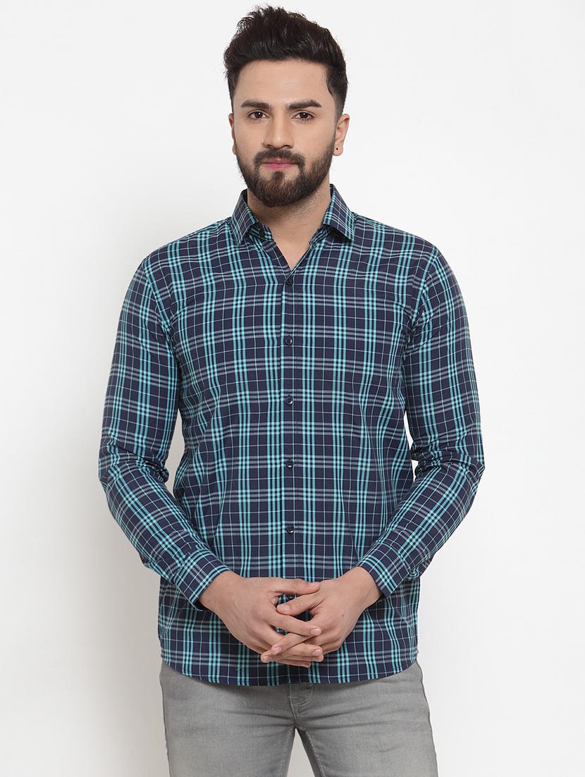 men checkered long sleeve slim fit casual shirt - 21993318 -  Zoom Image - 0