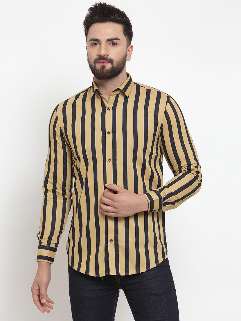 men striped long sleeve slim fit casual shirt - 21993319 -  Zoom Image - 0