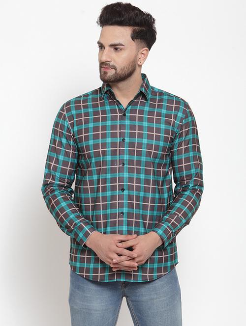 men checkered long sleeve slim fit casual shirt - 21993320 -  Standard Image - 0