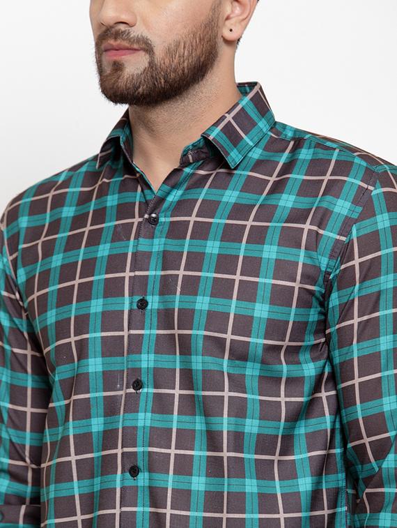 men checkered long sleeve slim fit casual shirt - 21993320 - Standard Image - 3