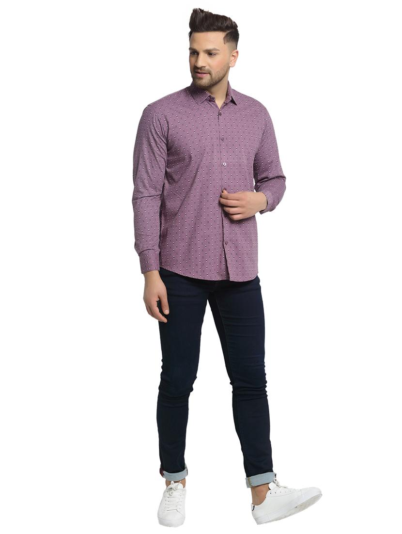 men printed long sleeve slim fit casual shirt - 21993321 - Standard Image - 3