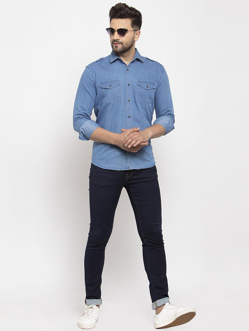 men solid long sleeve slim fit casual shirt - 21993330 - Standard Image - 5