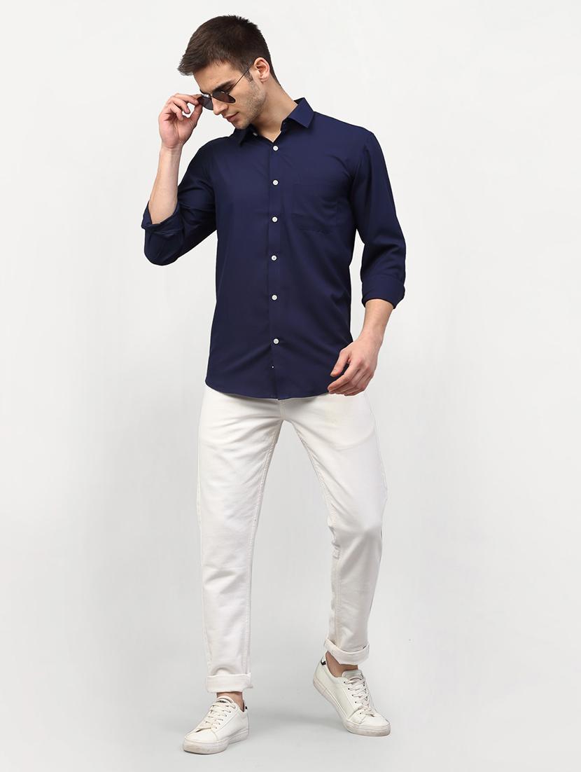 men solid long sleeve regular fit casual shirt - 21993331 - Standard Image - 3