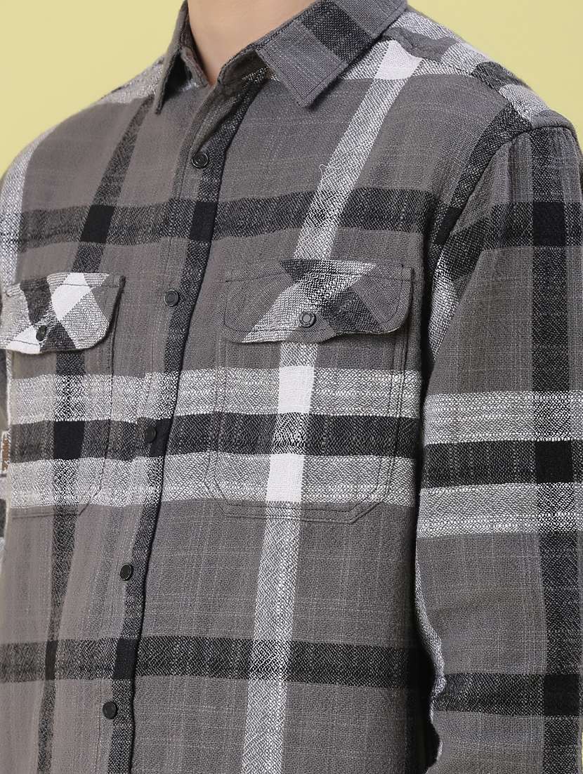 men checkered long sleeve regular fit casual shirt - 21993419 -  Standard Image - 5