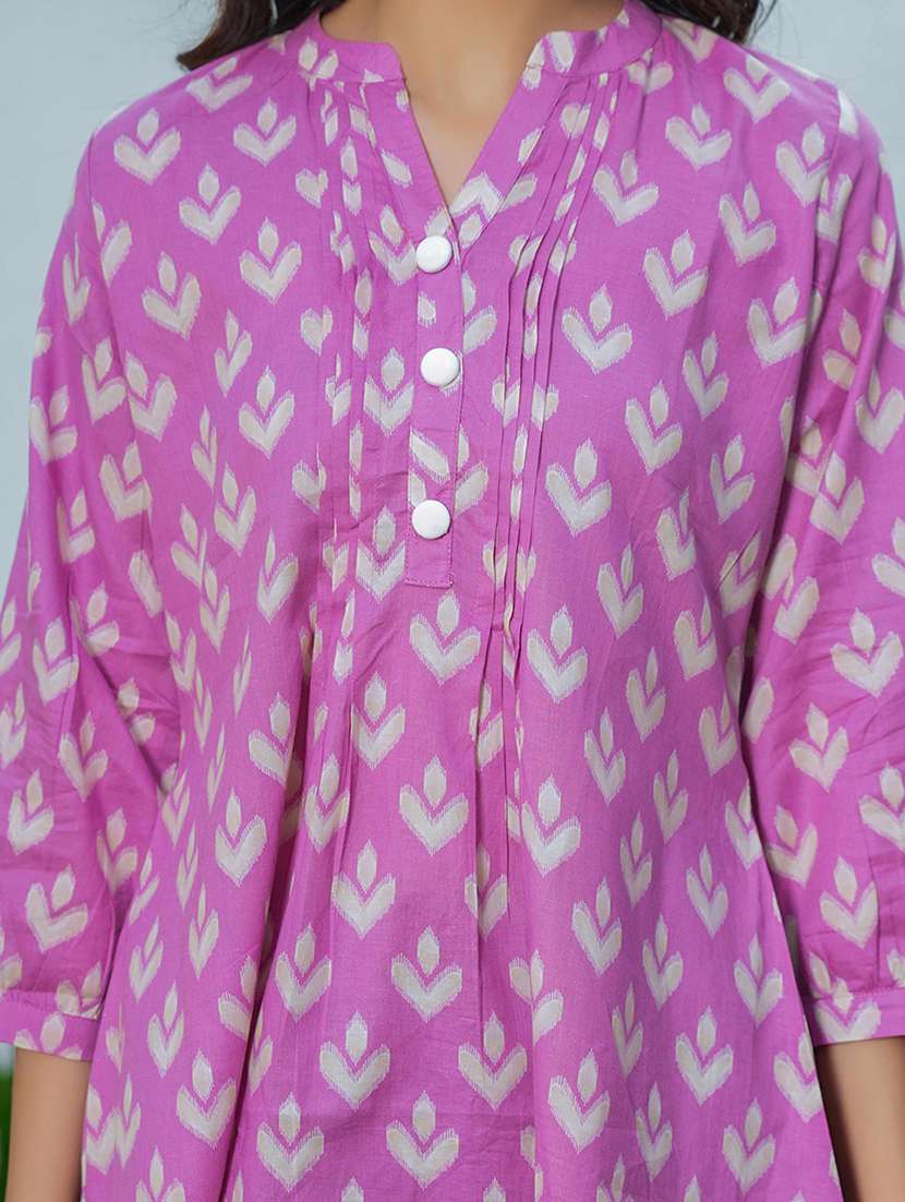 women printed puff sleeve a-line kurti - 21993612 - Standard Image - 3