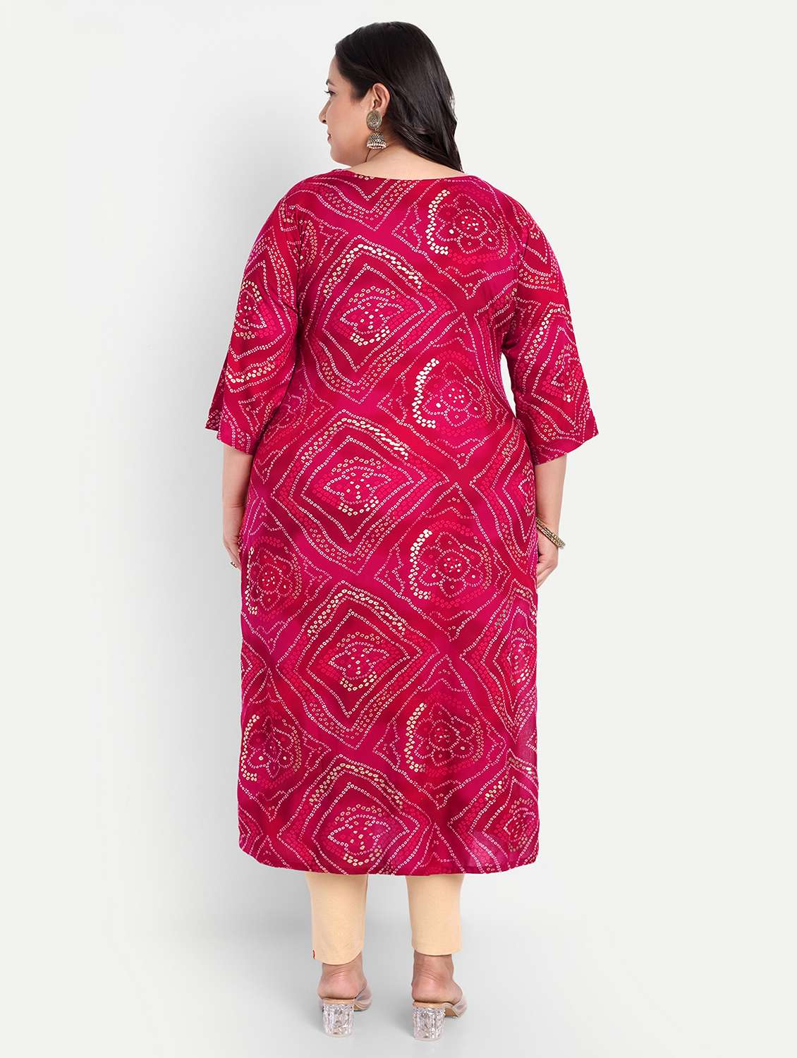 women plus size bandhani print straight kurta - 21993621 -  Standard Image - 3