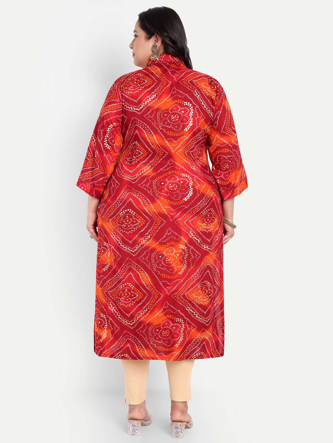 women plus size printed collared straight kurta - 21993622 - Standard Image - 3