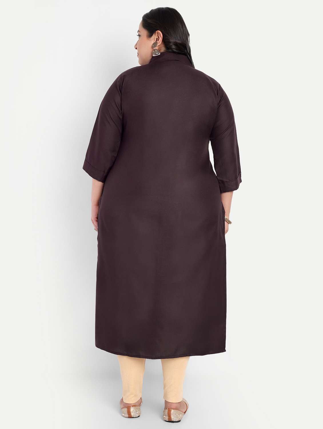 women plus size embroidered straight kurta - 21993627 - Standard Image - 3