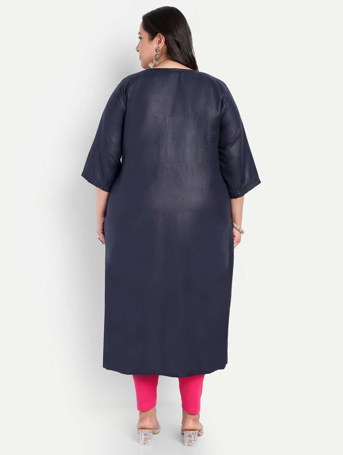 women plus size embroidered straight kurta - 21993629 -  Standard Image - 3