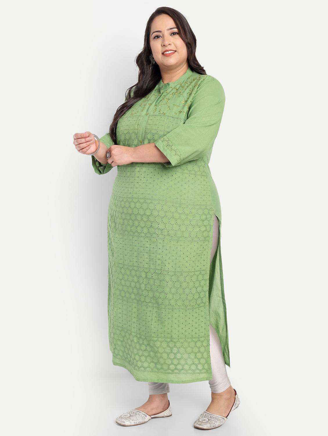 women plus size embroidered straight kurta - 21993638 -  Standard Image - 3