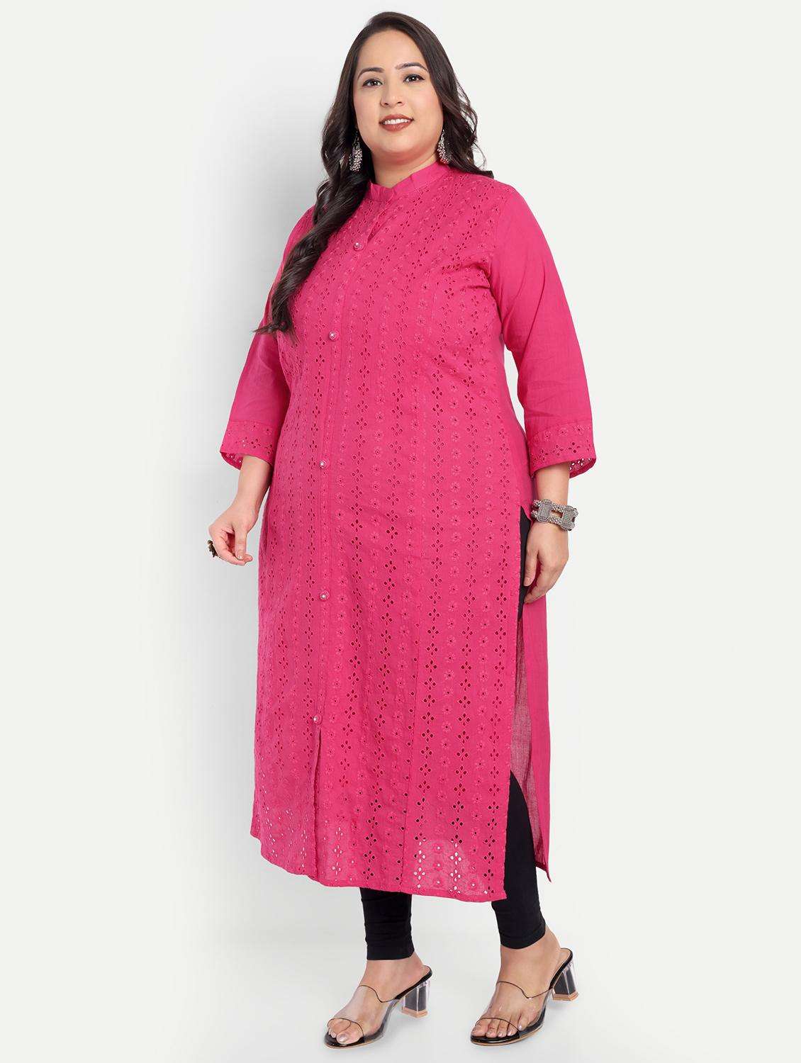women plus size self designed straight kurta - 21993641 -  Standard Image - 3