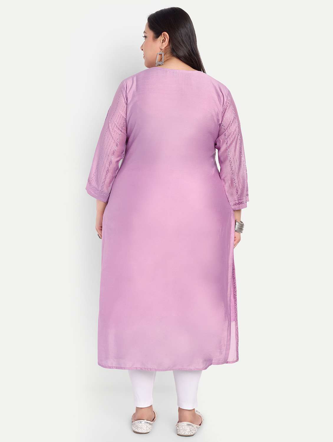 women plus size embroidered straight kurta - 21993643 - Standard Image - 3