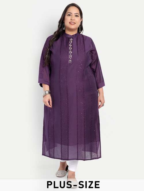 women plus size self designed straight kurta - 21993644 - Standard Image - 0