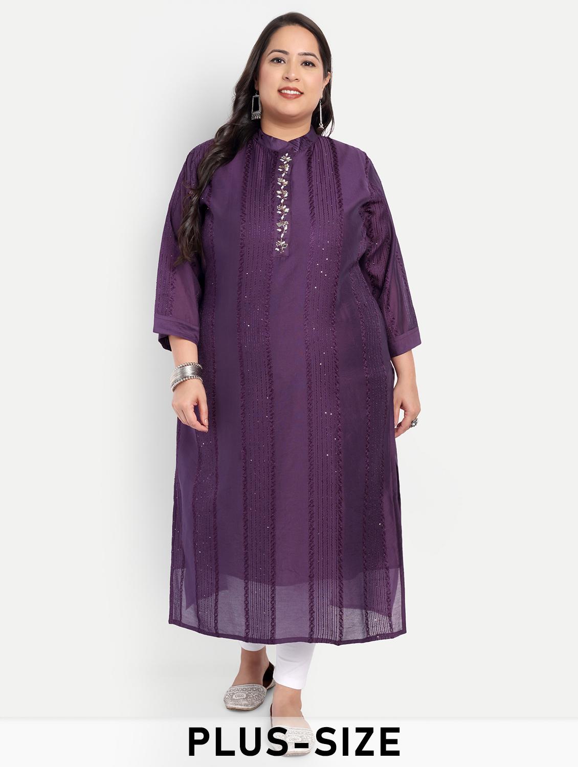 women plus size self designed straight kurta - 21993644 - Zoom Image - 0
