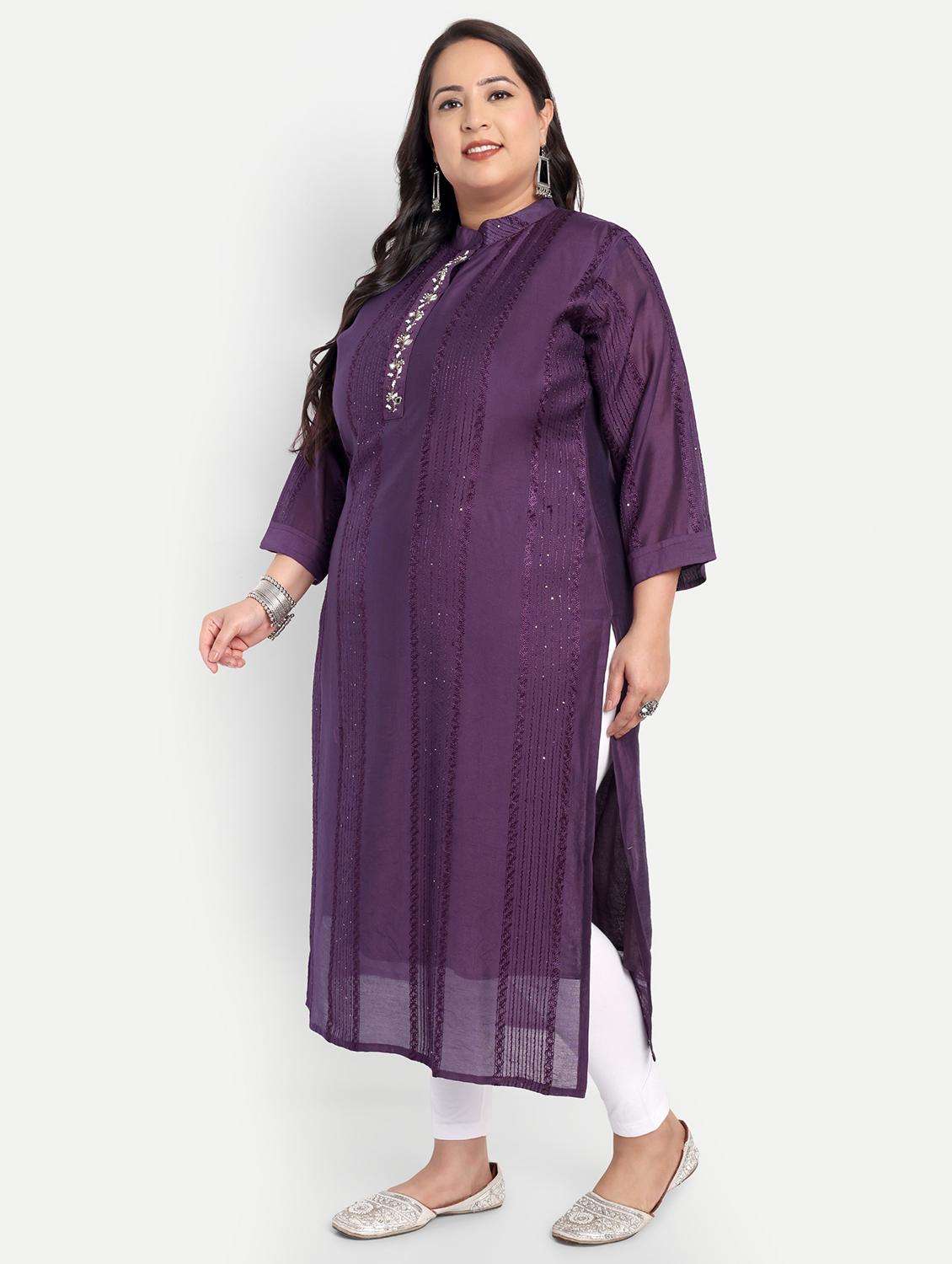 women plus size self designed straight kurta - 21993644 -  Standard Image - 3