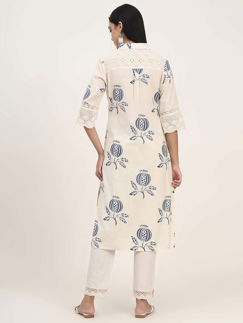 women floral three quarter sleeve a-line kurta - 21993647 - Standard Image - 3