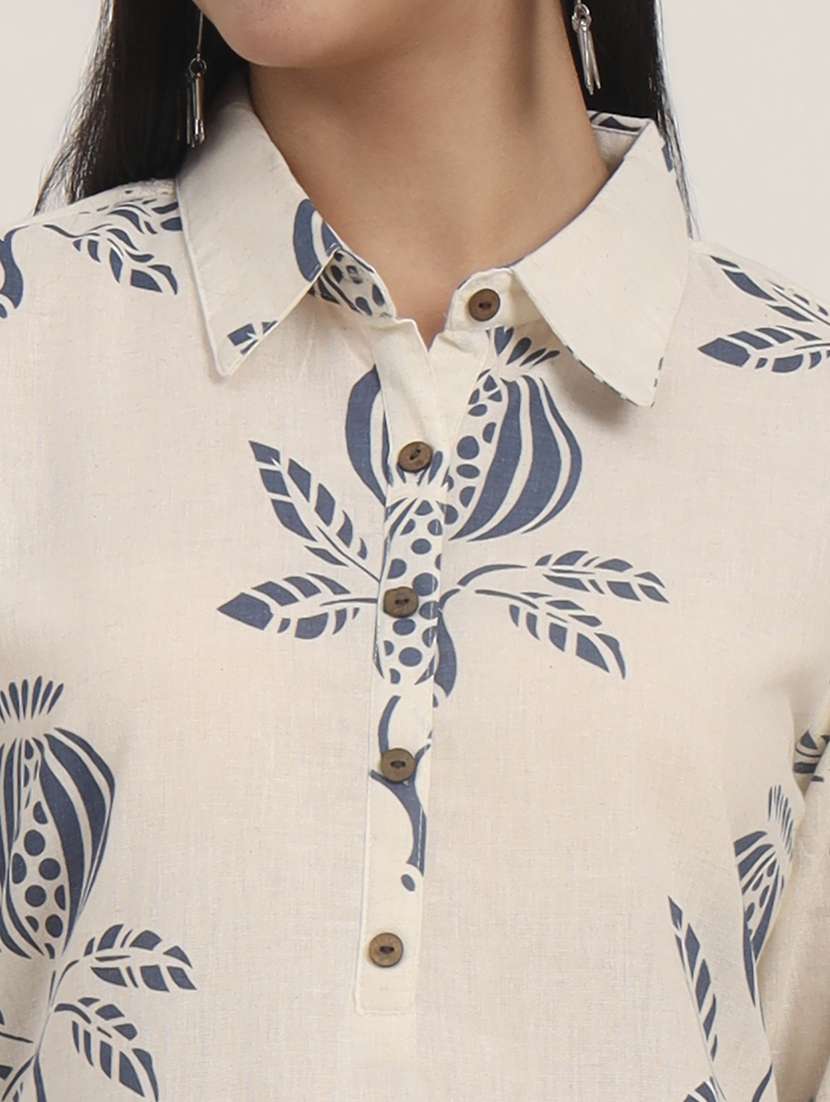 women floral three quarter sleeve a-line kurta - 21993647 - Standard Image - 5