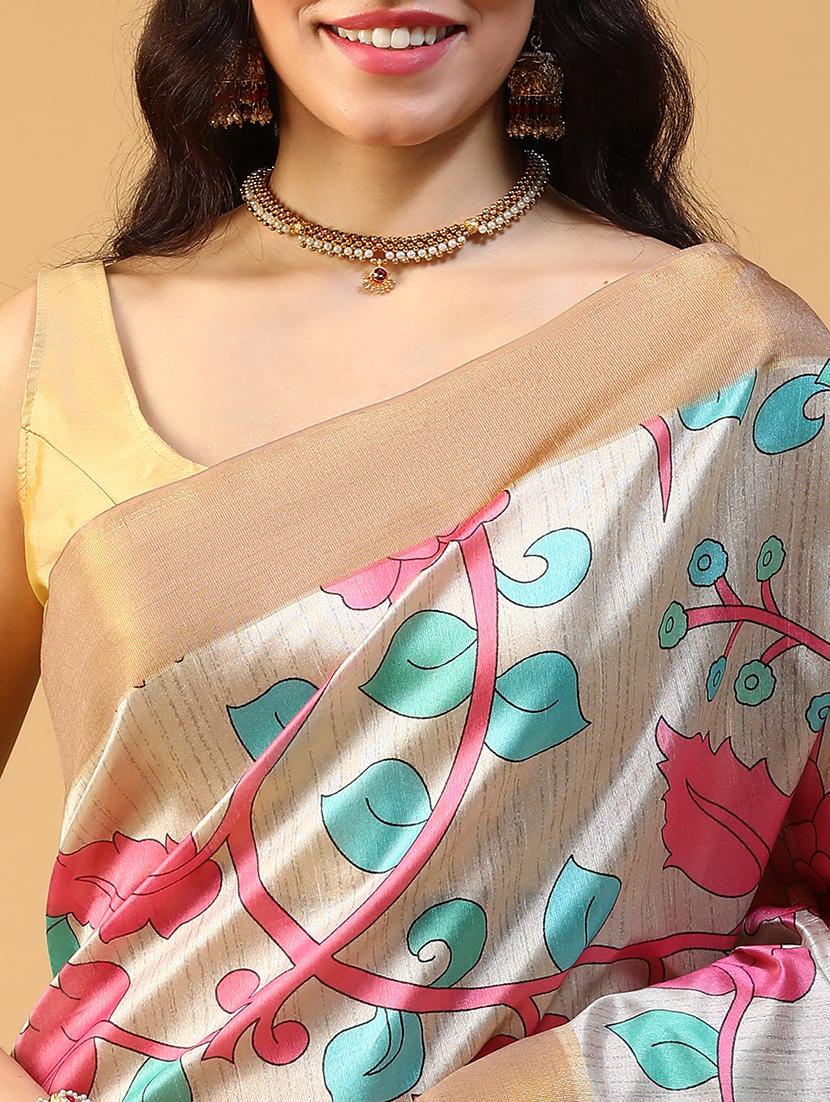 women kalamkari printed saree with blouse - 21993735 - Standard Image - 5