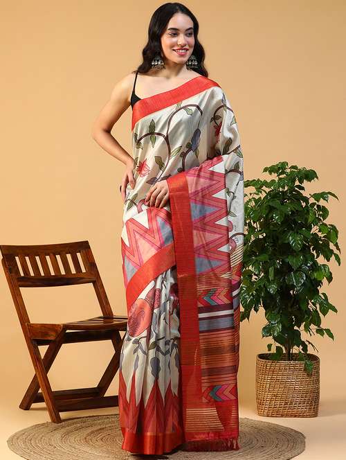 women printed casual wear saree with blouse - 21993736 - Standard Image - 0