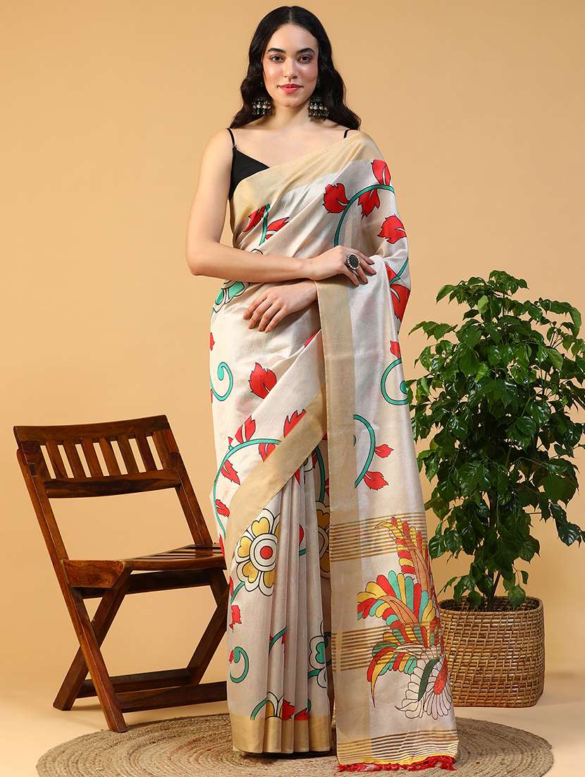 women kalamkari printed saree with blouse - 21993737 -  Zoom Image - 0