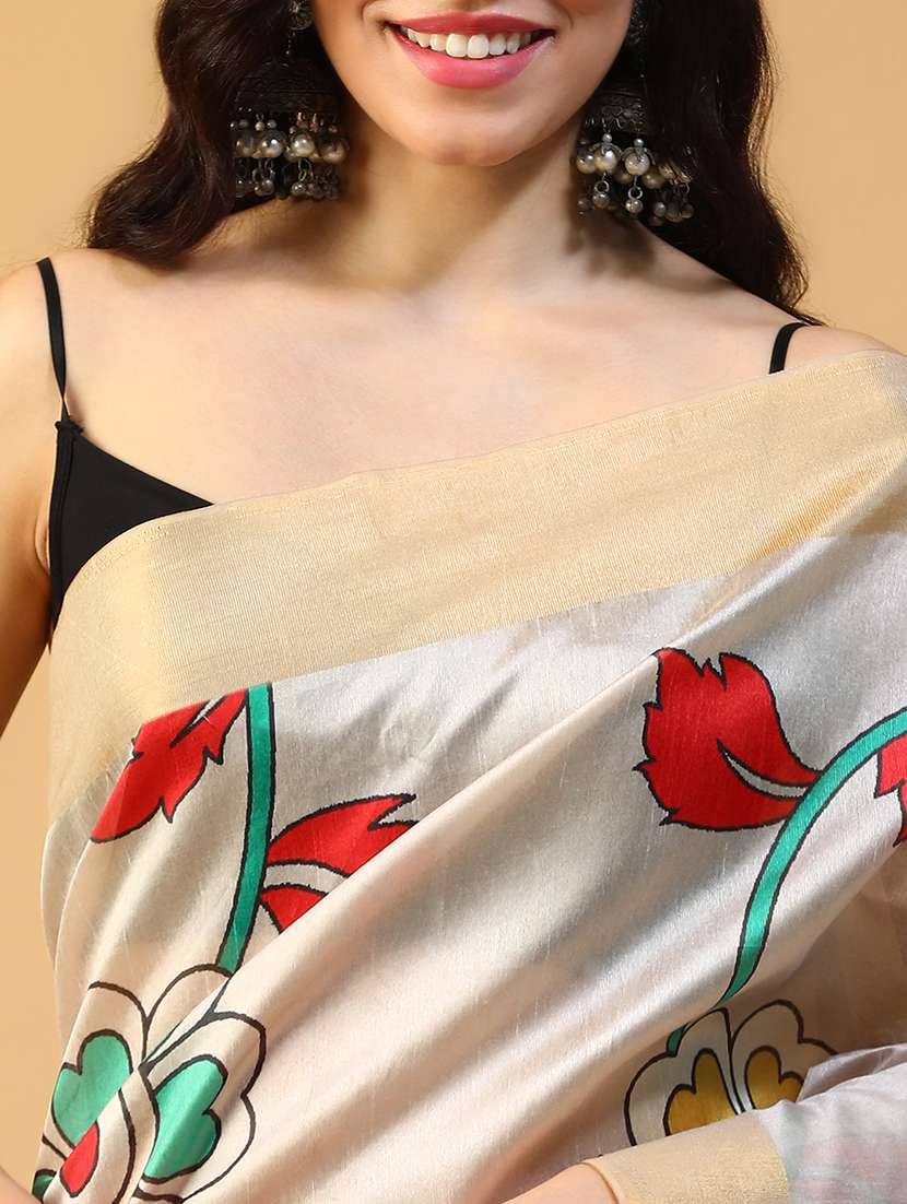 women kalamkari printed saree with blouse - 21993737 - Standard Image - 5